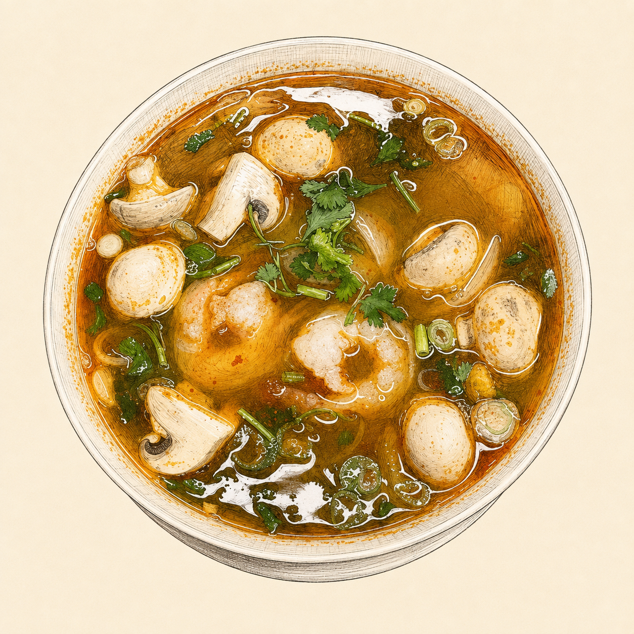 Illustrated Thai soup